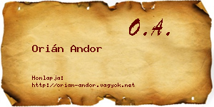 Orián Andor névjegykártya